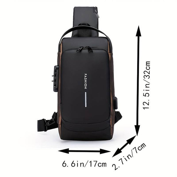 Secure Sling Shoulder Bag with USB Charging Port & Lock Design