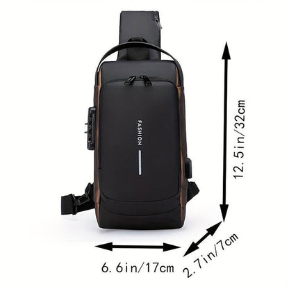 Secure Sling Shoulder Bag with USB Charging Port & Lock Design
