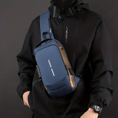 Secure Sling Shoulder Bag with USB Charging Port & Lock Design