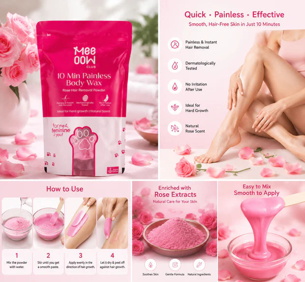4-in-1 Rose Wax Powder Hair Removal Mask for Women & Men