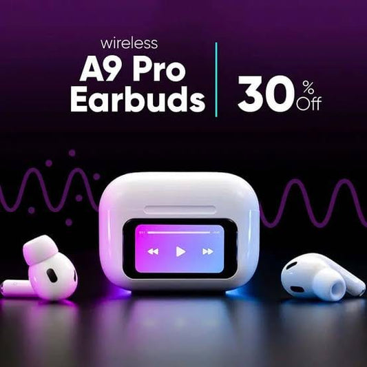 A9 Pro 6th Gen Wireless Earbuds With Smart Digital Display