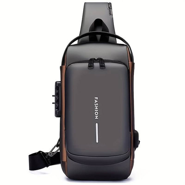 Secure Sling Shoulder Bag with USB Charging Port & Lock Design