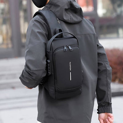 Secure Sling Shoulder Bag with USB Charging Port & Lock Design
